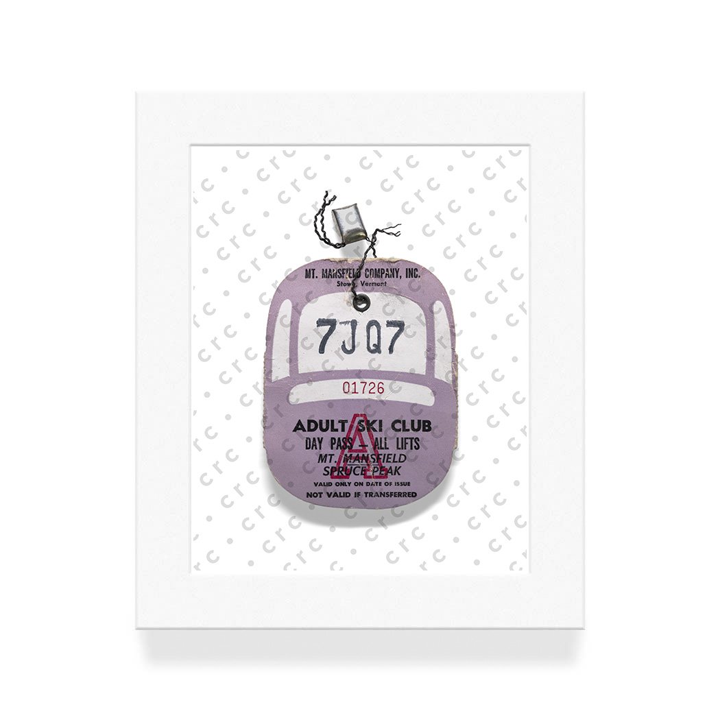 Stowe | 1960's (Purple/White) Vintage Ski Lift Ticket Print — c r c